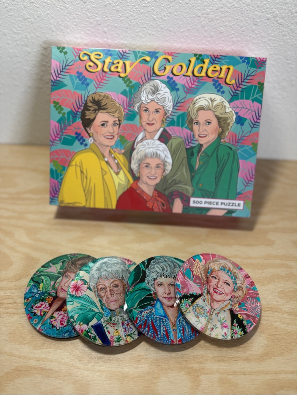 Golden Girls Gift Tart by Taylor Coasters Puzzle Rose Sofia Blanche Pussycat